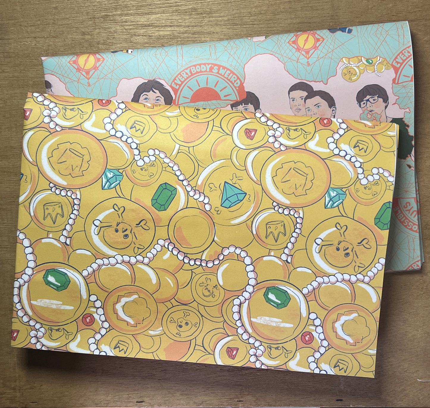 Gift wrapping paper set 2 piece 80s 90s Movie nostalgia Goonies, Stand by me, Hook, My Girls, Mighty Ducks, E.T, treasure!