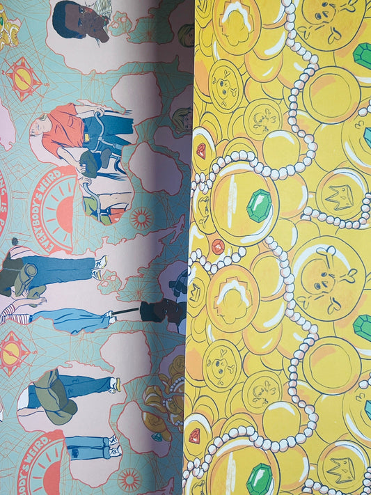 Gift wrapping paper set 2 piece  80s 90s Movie nostalgia Goonies, Stand by me, Hook, My Girls, Mighty Ducks, E.T, treasure!